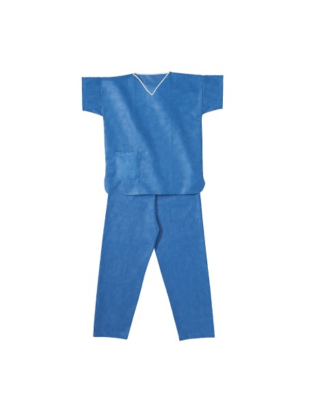 Pijama desechable SMS Azul (Cuello pico)