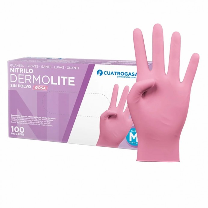 GUANTES DERMOLITE Nitrilo ROSA sin...